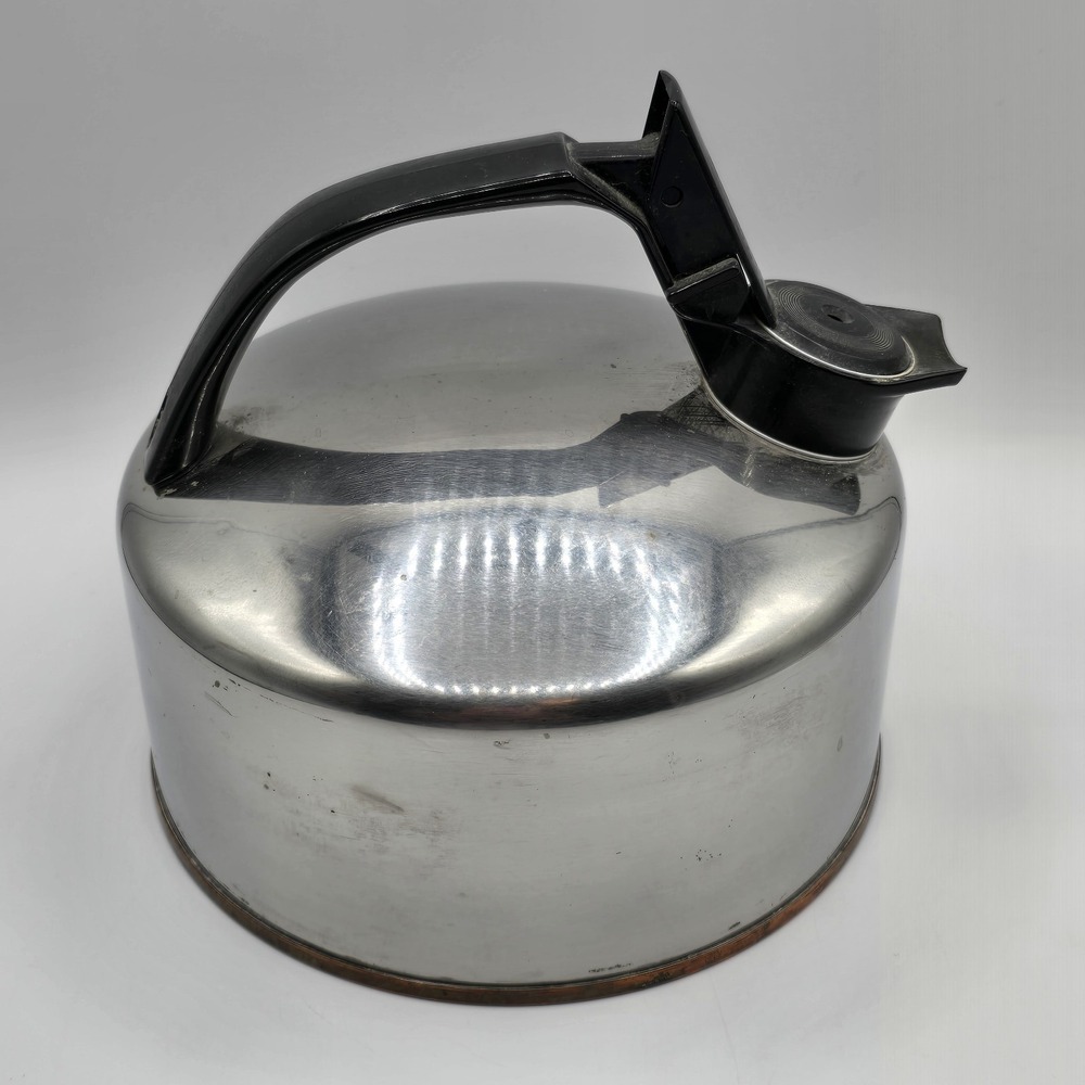 Vtg - Regal Ware Stainless Steel Copper Bottom Whistling Tea Pot
